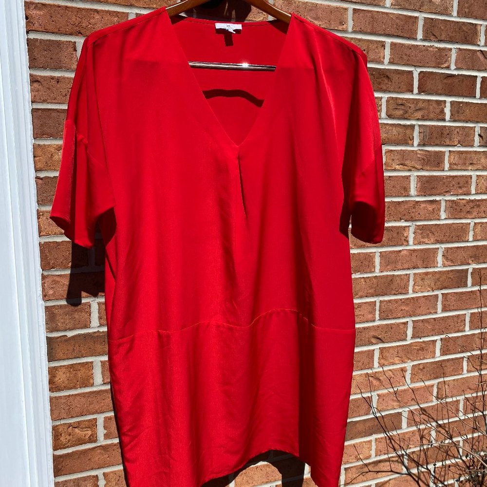 Halston Center Pleat Short Sleeve Dress - Size XL